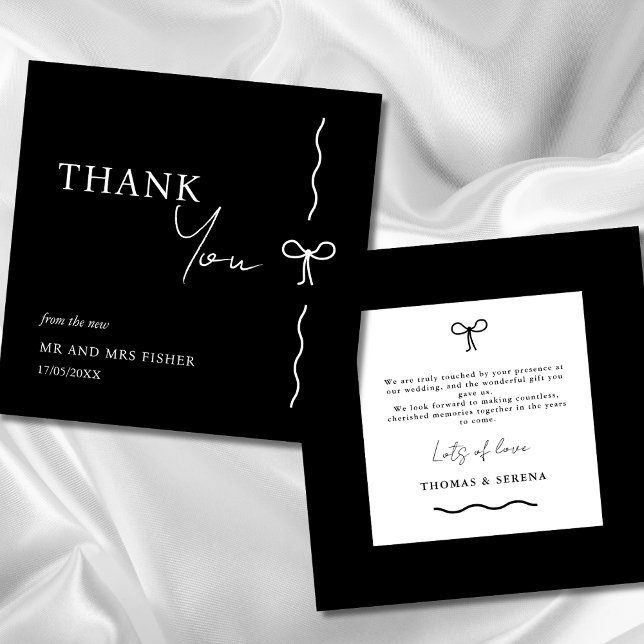 Black & White Wedding Thank You Card Monochrome  (Creator Uploaded)