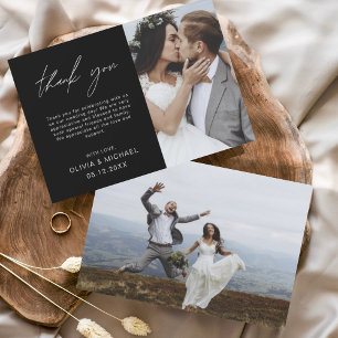 Black White Wedding Thank You Cards Flyer
