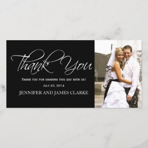 Black White Wedding Thank You Photo Cards