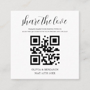 Black & White Wedding Vendor QR Code Sign Enclosure Card