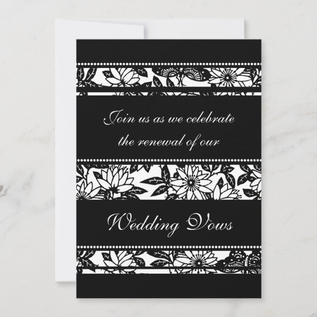 Black & White Wedding Vow Renewal Invitations (Front)