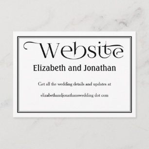 Black & White Wedding Website Details Card