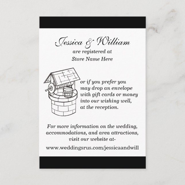 Black & White Wedding Wishing Well Card (Front)