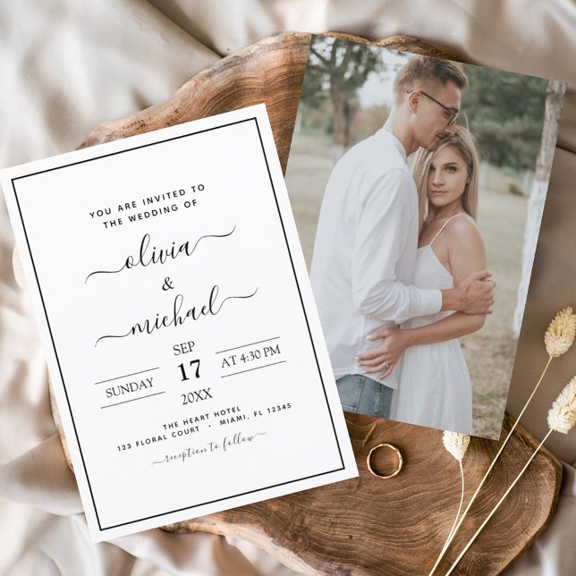 Black White Wedding with Photo Invitation (Creator Uploaded)