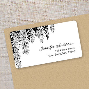 Black White Weeping Birch Return Address Label 