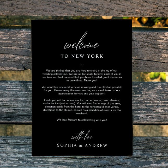 Black & White Welcome Itinerary Thank You Card (Creator Uploaded)