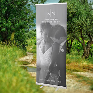 Black & White Welcome To Our Wedding Full Photo Retractable Banner
