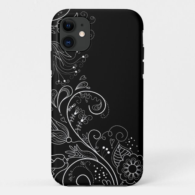 Black & White Whimsical Floral iPhone 5 Case (Back)