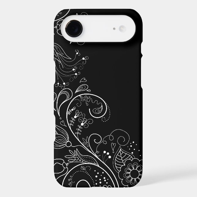 Black & White Whimsical Floral iPhone 7 case (Back)