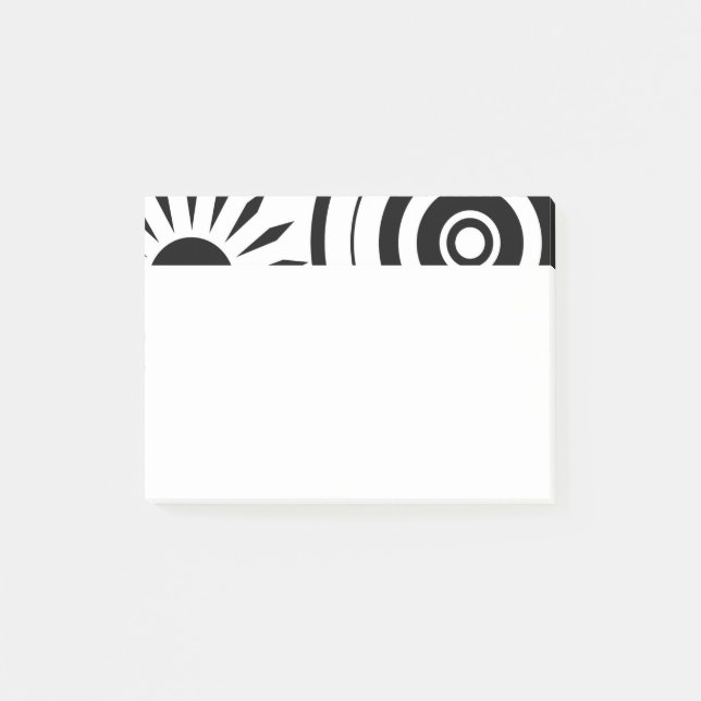 Black & White Whimsical Flowers, Circles, Splatter Post-it Notes (Front)