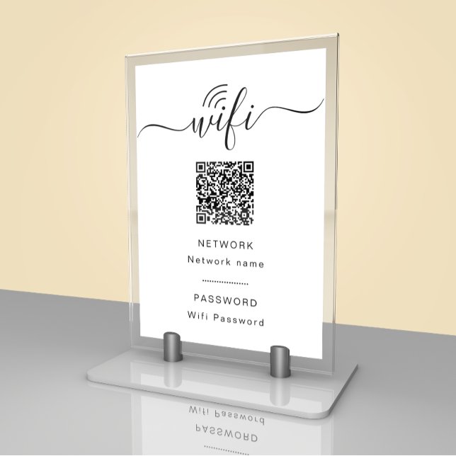 Black & White Wifi Password Sign Table Card (Creator Uploaded)