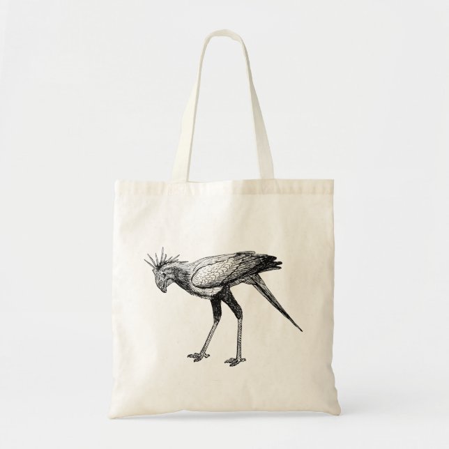 Black & White Wild Secretary Bird Tote Bag (Front)