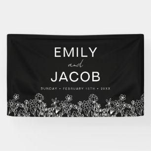 Black White Wildflower Boho Wedding In Bloom Banner