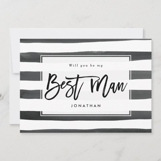 black white will you be my best man proposal card (Front)