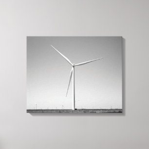 Black & White Wind Turbine in Oklahoma 16x20 Canvas Print