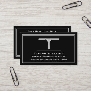 Black White Window Cleaner Cleaning Services Clean Business Card