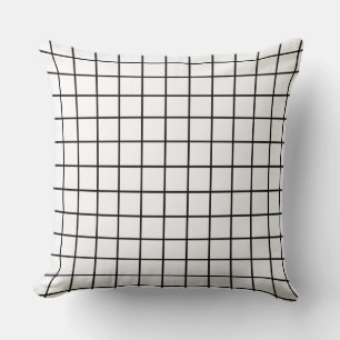 Black & White Windowpane Grid Pattern Cushion