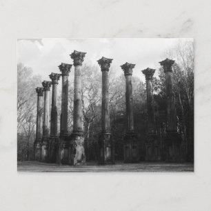 Black & White Windsor Ruins Port Gibson MS Postcard