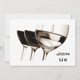 BLACK/WHITE WINE GLASS ADULT PARTY INVITATION