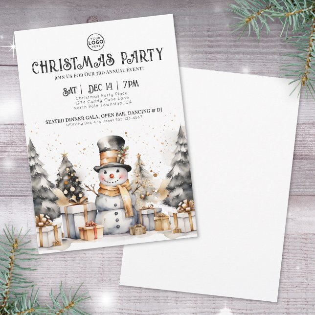 Black White Winter Business Christmas Party Invitation (Black White Winter Business Christmas Party Invitation)
