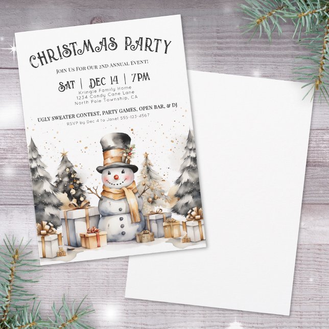 Black White Winter Christmas Party Invitation (Black White Winter Christmas Party Invitation)