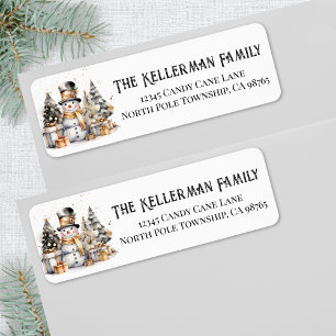 Black White Winter Christmas Return Address
