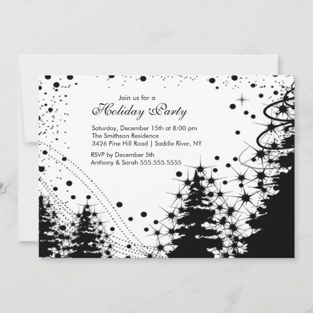 Black & White Winter Holiday Party Invitation (Front)