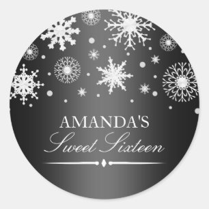 Black & White Winter Wonderland Sweet 16 Sticker