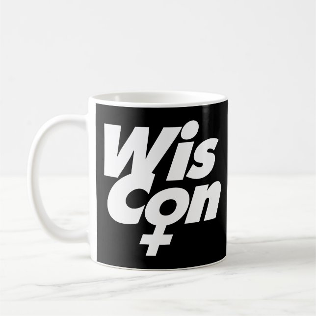 Black & white WisCon Logo mug (Left)