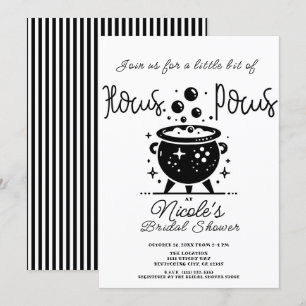 Black White Witch Cauldron Halloween Bridal Shower Invitation