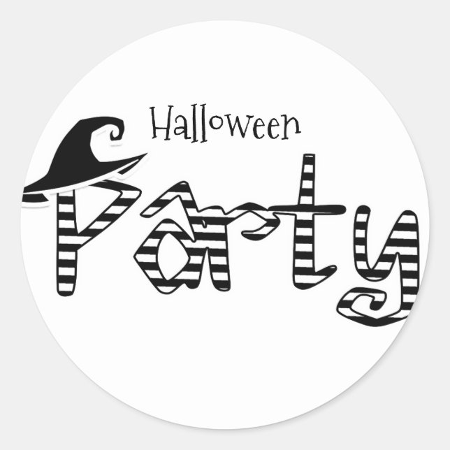 Black & White Witch Halloween Party Classic Round Sticker (Front)