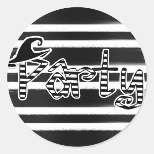 Black & White Witch Halloween Party Classic Round Sticker