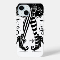 Black & White Witch Legs Whimsical Halloween Party