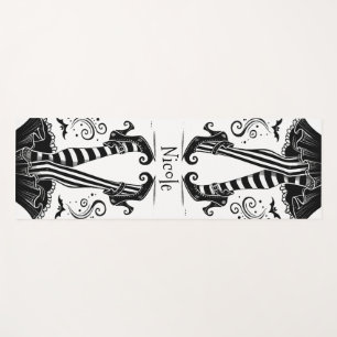 Black & White Witch Legs Whimsical Halloween  Yoga Mat