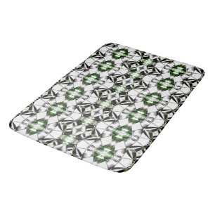 Black & White with green, rapport of virtual lines Bath Mat