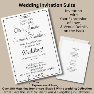 Black & White with Infinity Scroll Wedding Suite, Invitation