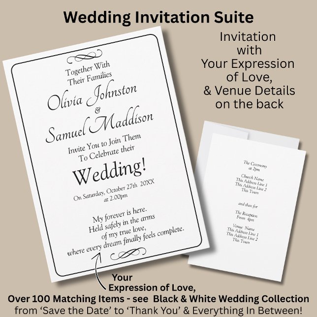 Black & White with Infinity Scroll Wedding Suite, Invitation (Creator Uploaded)