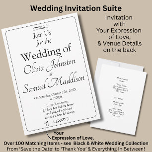 Black & White with Infinity Scroll Wedding Suite, Invitation