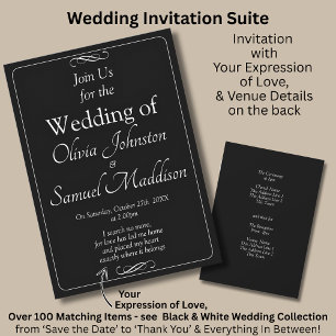 Black & White with Infinity Scroll Wedding Suite, Invitation