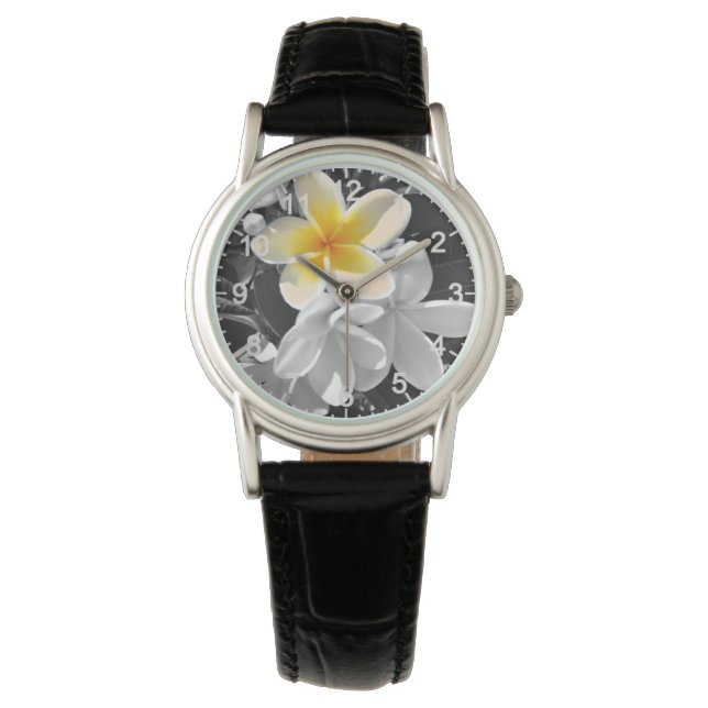 Black White With One Yellow Frangipani, Watches (Front)