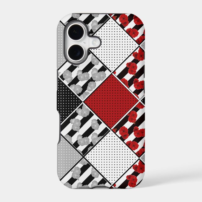 Black white with red retro patchwork (Back)