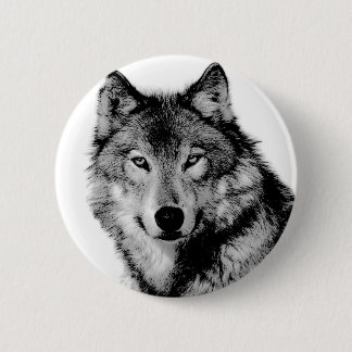 Black & White Wolf 6 Cm Round Badge