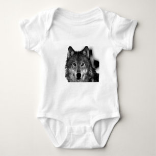 Black & White Wolf Artwork Baby Bodysuit