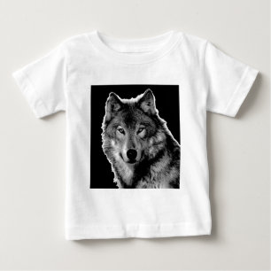 Black & White Wolf Artwork Baby T-Shirt