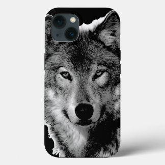 Black & White Wolf Artwork iPhone 13 Case