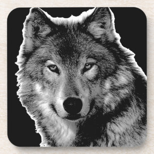 Black & White Wolf Artwork Coaster