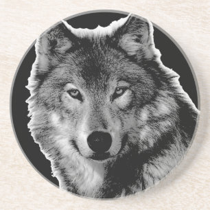 Black & White Wolf Artwork Coaster
