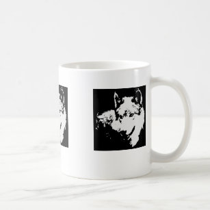 Black & White Wolf Artwork Coffee Mug