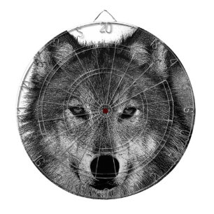 Black & White Wolf Artwork Dartboard
