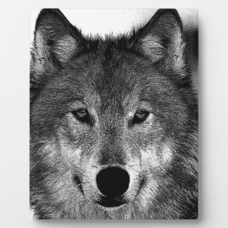 Black & White Wolf Artwork Plaque